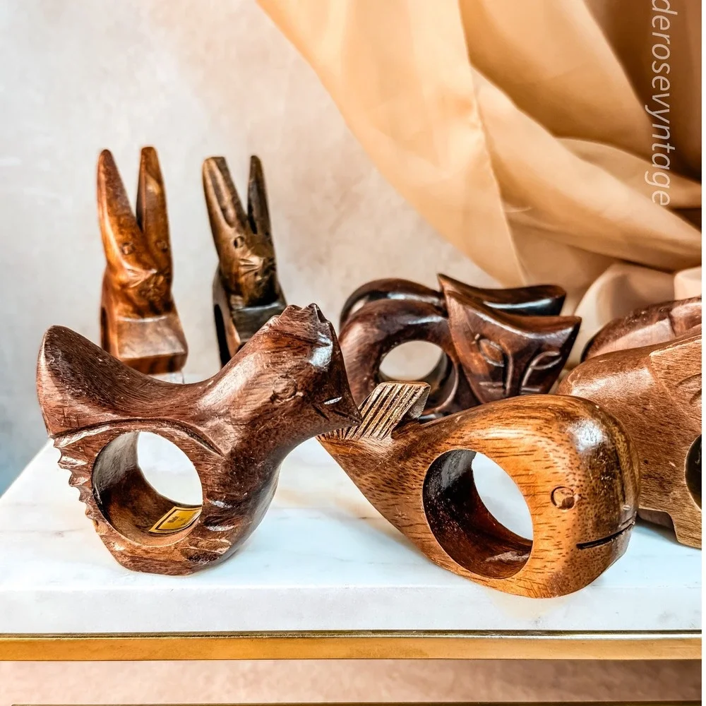 Hand‎ Carved Animal Napkin Holders